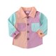 thumbnail image 1 of Gibobby blusas aesthetic Chaqueta de abrigo de color patchwork de manga larga para niños y niñas, camisetas para niños （Morado， 2-3 Años), 1 of 5