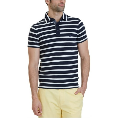 Nautica Mens Striped Rugby Polo Shirt