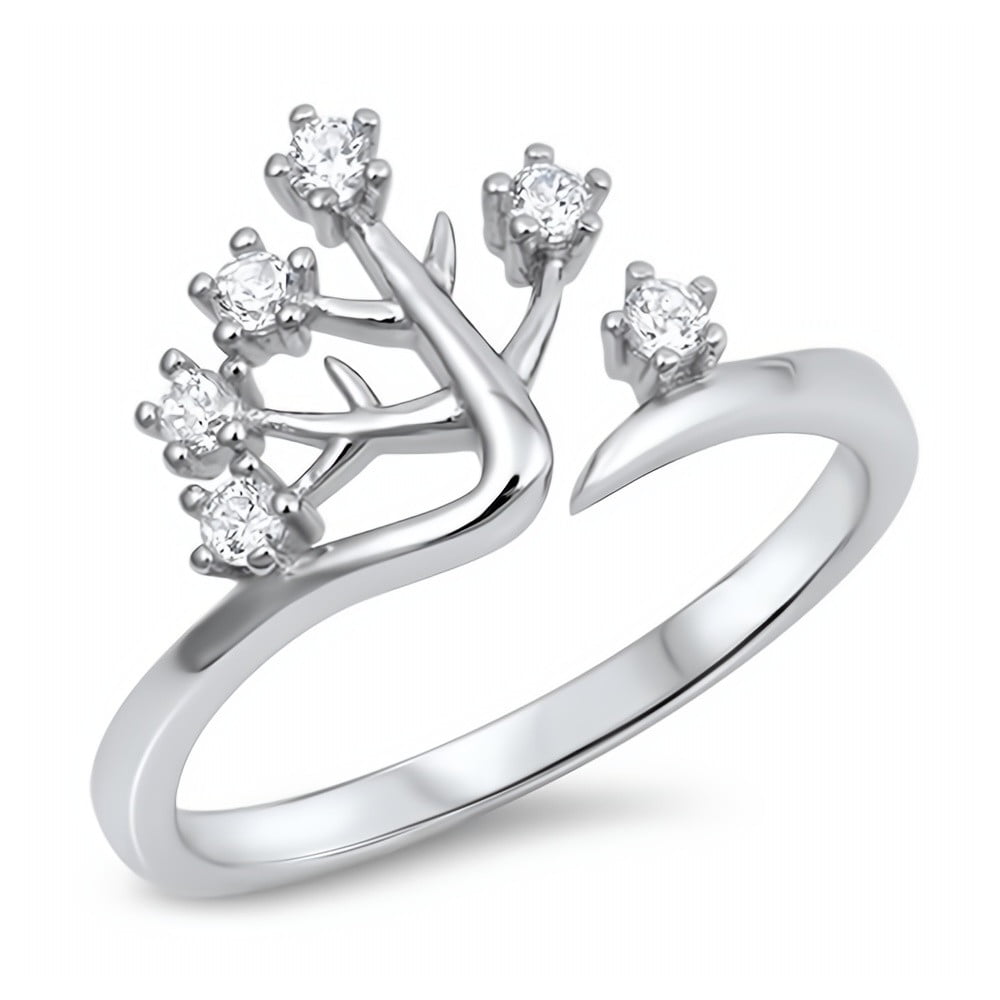 Cubic Zirconia Jewelry Gift Glitzs Jewels 925 Sterling Silver CZ Ring Clear