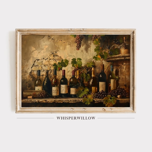 Vintage Wine Bottles,European Italian, Antique Kitchen Art, Poster UNFRAMED Poster, Wall Art for Decor, Present, 8x12