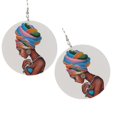 thumbnail image 5 of 3xwooden Africian Women Pattern Drop Hook Stud Earrings Jewelry Style L------Product code 68913, 5 of 5