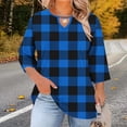 thumbnail image 1 of Ounisa T-Shirts à Manches 3/4 pour Femmes Grande Taille, Col Ras du Cou, Découpes sur la Poitrine, Imprimé Intégral, Décontractés, Basiques, Superposition, pour le Printemps et l'Été, L-5TG, 1 of 7