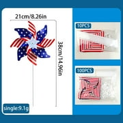 CuiLiyq 10 Pcs Patriotic Pinwheel, 8.26 Inch Red White and Blue Plastic Wind Spinner, 4th of July Garden Yard Outdoor Decor for Memorial Day Party