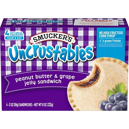 Smucker's Uncrustables Peanut Butter & Grape Jelly Sandwich, 4-Count Pack