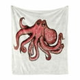 thumbnail image 1 of Octopus Soft Flannel Fleece Throw Blanket, Image of Octopus Underwater Wildlife Animal Illustration Print, Cozy Plush for Indoor and Outdoor Use, 70" x 90", Red Pink, by Ambesonne, 1 of 6