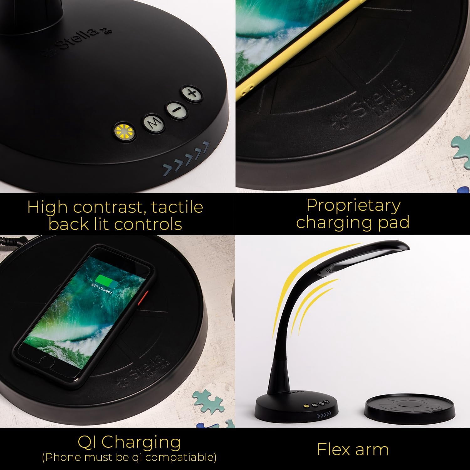 Stella GO 12W Portable Task Lamp – Wireless, Dimmable LED Light With Adjustable Color & Qi Charging