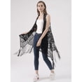thumbnail image 4 of Women Lace Sleeveless Long Tassels Vest Crochet Cardigan Open Front Kimono Cover Up, 4 of 6