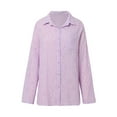 thumbnail image 5 of Women Leisure Shirts Fashion Solid Color Floral Embroidered Long Selevee Lapel Classic Fit Shirt, 5 of 9