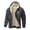 Grey, variant on Men Sherpa Lined Full Zip Hooded Jacket Cross Embroidery Drawstring Hood Dual Side Pocket Warm Outerwear Winter Camping Cold Weather Casual Coat