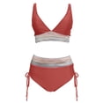 thumbnail image 5 of High Waisted Bikini Sets for Women Tummy Control Swimsuit Color Block Full Coverage Push up Sexy 2 Piece Bathing Suit Watermelon Red XL, 5 of 6