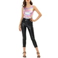 thumbnail image 2 of INSPIRE CHIC Women's Metallic Tank Top Halloween Club Party Shiny Sparkly Holographic Cami Top L Multicolor Pink, 2 of 6