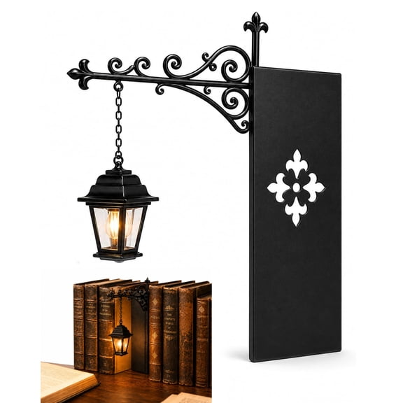 Library Lantern Mini Bookshelf Lamp, Lantern-Decorative Bookshelf Lighting Vintage Led Miniature Hanging Book Light for Study Reading Corner Home Library