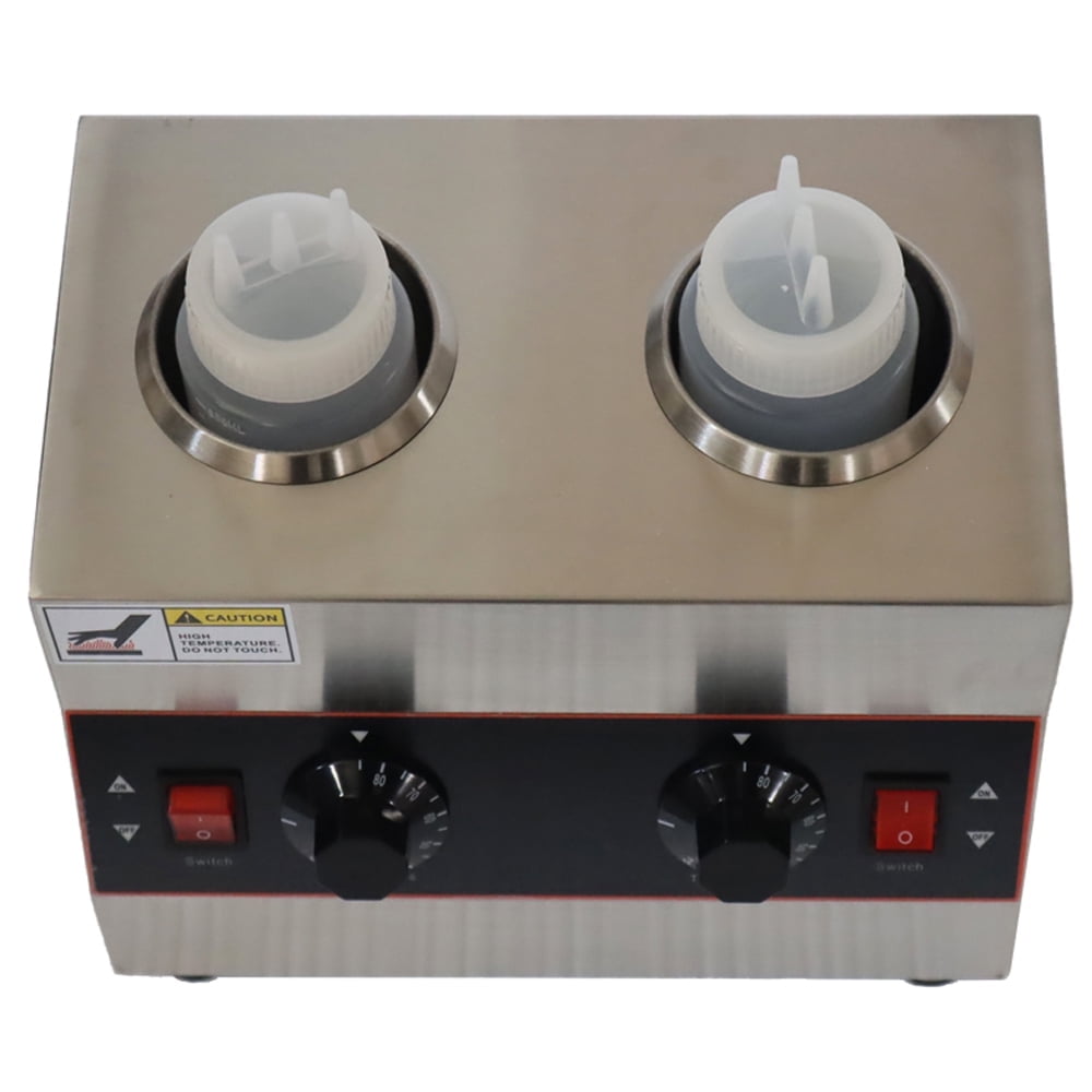 2 Pot Electric Sauce Warmer Electric Food Sauce Heater with Two 650ml Bottles  Adjustable Temperature 110V
