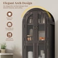 thumbnail image 3 of 71” Tall Arched Cabinet with Acrylic Glass Door, Modern Curio Arched Bookcase W/Drawer, Display Cabinet Organizer, Kitchen Pantry with Top-Opening Storage Container for Living Dining Room, 3 of 7