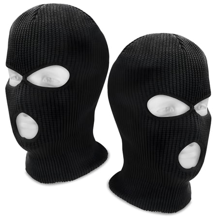 TELOLY 2Pcs Ski Mask for Men Women 3 Hole Full Face Balaclava Knitted Hats, Black