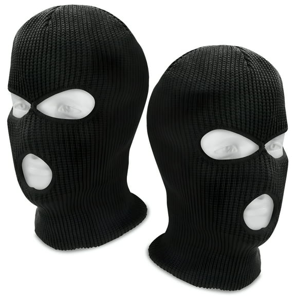 TELOLY 2Pcs Ski Mask for Men Women 3 Hole Full Face Balaclava Knitted Hats, Black