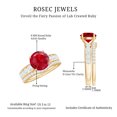 thumbnail image 5 of Rosec Jewels Lab Grown Ruby Wedding Bridal Ring Set - AAAA Grade Certified - Ruby Engagement Ring with Band - with Jewelry Box, 18K Yellow Gold, US 8.50, 5 of 8