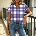thumbnail image 6 of Ihhxva Tops for Women Plaid Button-Up Blouse Fit Button Detail Moisture-Wicking V-Neck Short Sleeve Shirt S-2XL, 6 of 7