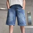 thumbnail image 6 of Jorts Kids Baggy Girls Boys and Toddlers' Denim Shorts Wide Leg Elastic Waist Pull On Loose Fit Shorts Baggy Jeans Cargo Pants with Pockets, 6 of 9