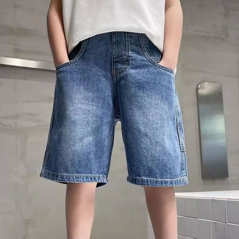 Denim Shorts Plus Size Boys Baggy Jorts Loose Wide Leg Ripped Jean