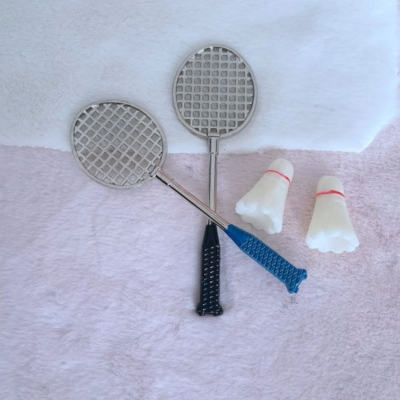 Shisuyan 2 Sets Of Miniature Dollhouse Badminton Racket Alloy Sports Charm Backpack Decoration Portable Badminton Pendant Creative Accessories For Dollhouse Decor