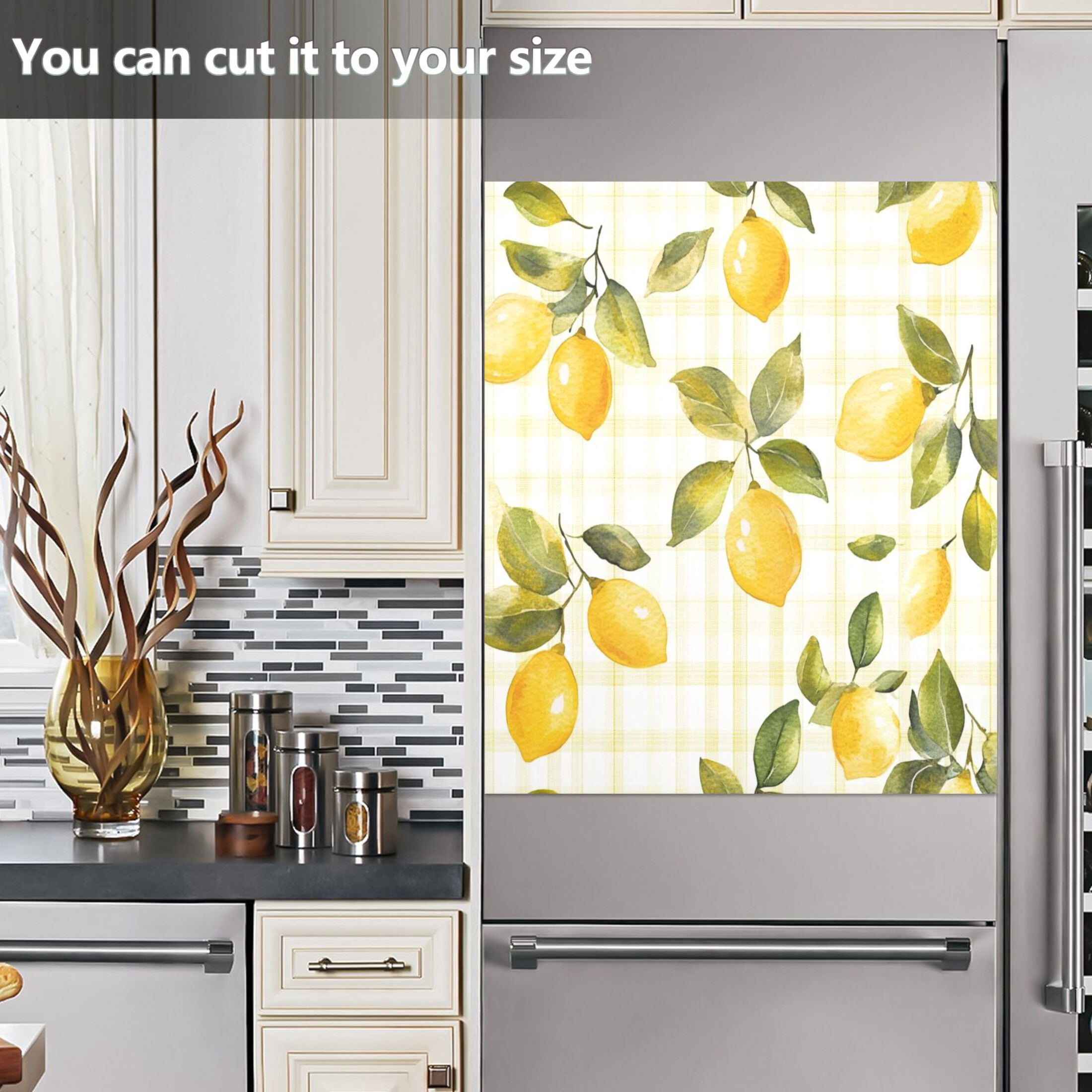 Dishwasher Magnetic Sticker 23x26 Inch Refrigerator Magnetic Sticker Washing Machine Magnetic Sticker Kitchen Panel Magnetic Sticker Home Decor Pretty Cartoon Lemon