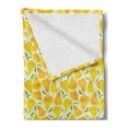 thumbnail image 2 of Pear Soft Flannel Fleece Throw Blanket, Watercolor Style Fruit Leaves and Polka Dots Drawn by Hand, Cozy Plush for Indoor and Outdoor Use, 50" x 60", Yellow Marigold, by Ambesonne, 2 of 5