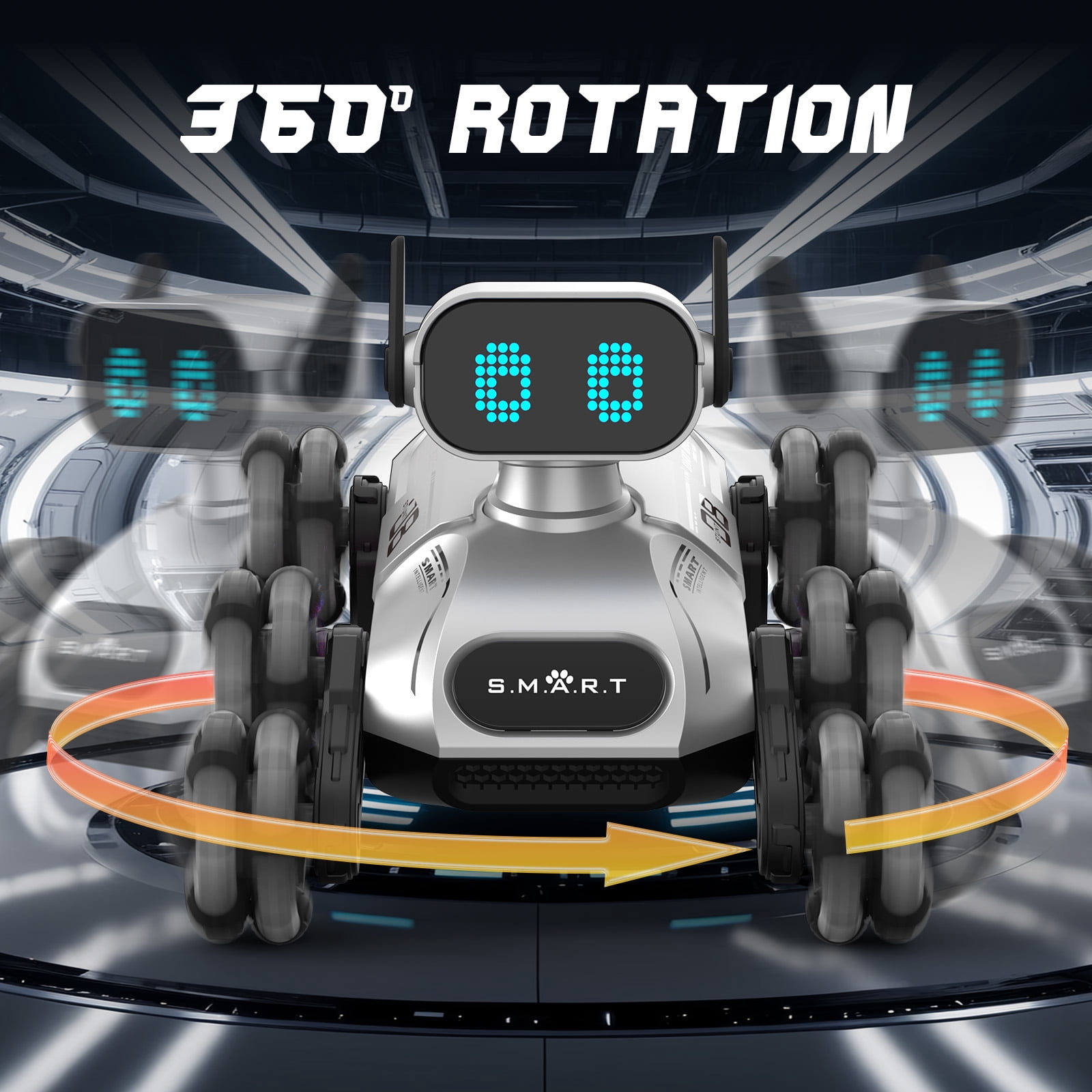 Dammyty RC Robot Dog for Kids, Intelligent Robot Toys with Light & Music, 8WD Stunt RC Dog Robot Toy for Boys Girls