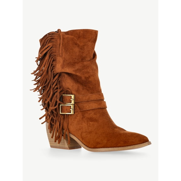 Madden NYC Women's Faux Suede Fringe Boots