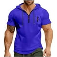 thumbnail image 3 of BiZtdJrK Hoodies for Men 1/4 Zip Short Sleeve Pullover Sweatshirt Lightweight Casual Hooded Workout Tops Gym Muscle Athletic Tshirts Blue XXXL, 3 of 5