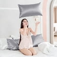 thumbnail image 3 of Silk Pillow Cases with Zipper, Pillow Case,Silver Gray,Standard,1pc, 3 of 7