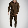 thumbnail image 2 of Fashion YLSDY Men's Fleece Lined Hooded Jumpsuit Zip Up One Piece Pajamas Playsuit Jogger Sweatsuit Overall Romper Coffee 6, 2 of 6