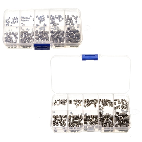SHINYPASING Silver Hexagon Socket Head Screws 200Pcs Metric Screw Assortment 12 x 8 x 3 in