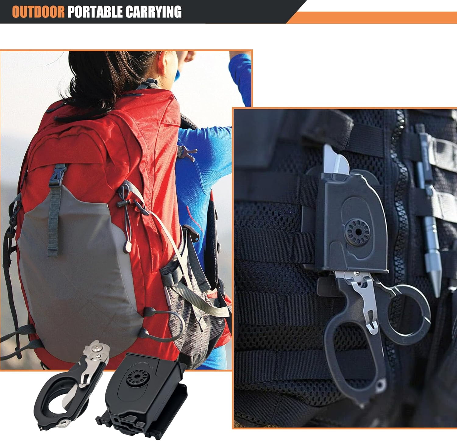 6-in-1 Foldable Trauma Shears with Holster - 420HC Stainless Steel Emergency Response Scissors, Glass Breaker