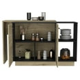 thumbnail image 4 of Modern Kitchen Island - Rectangular Shape With Two External Shelves And Double Door Cabinets In Black/ Oak Shade Design For Piece, 4 of 4