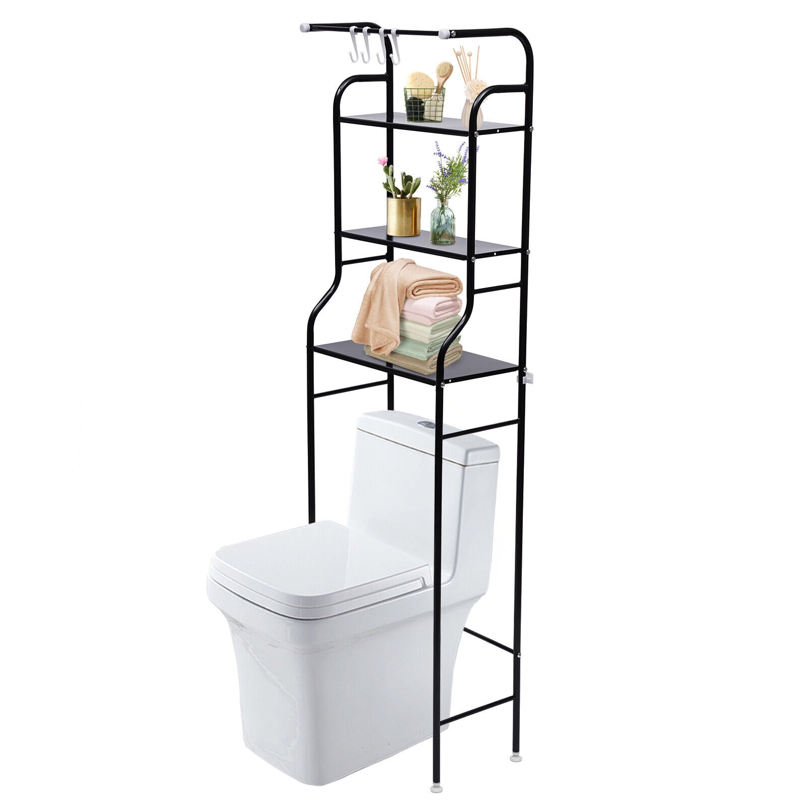 Loyalheartdy 63" Tall Over The Toilet Storage Stand 3Tier Metal Bathroom Shelf Towel Rack w/4