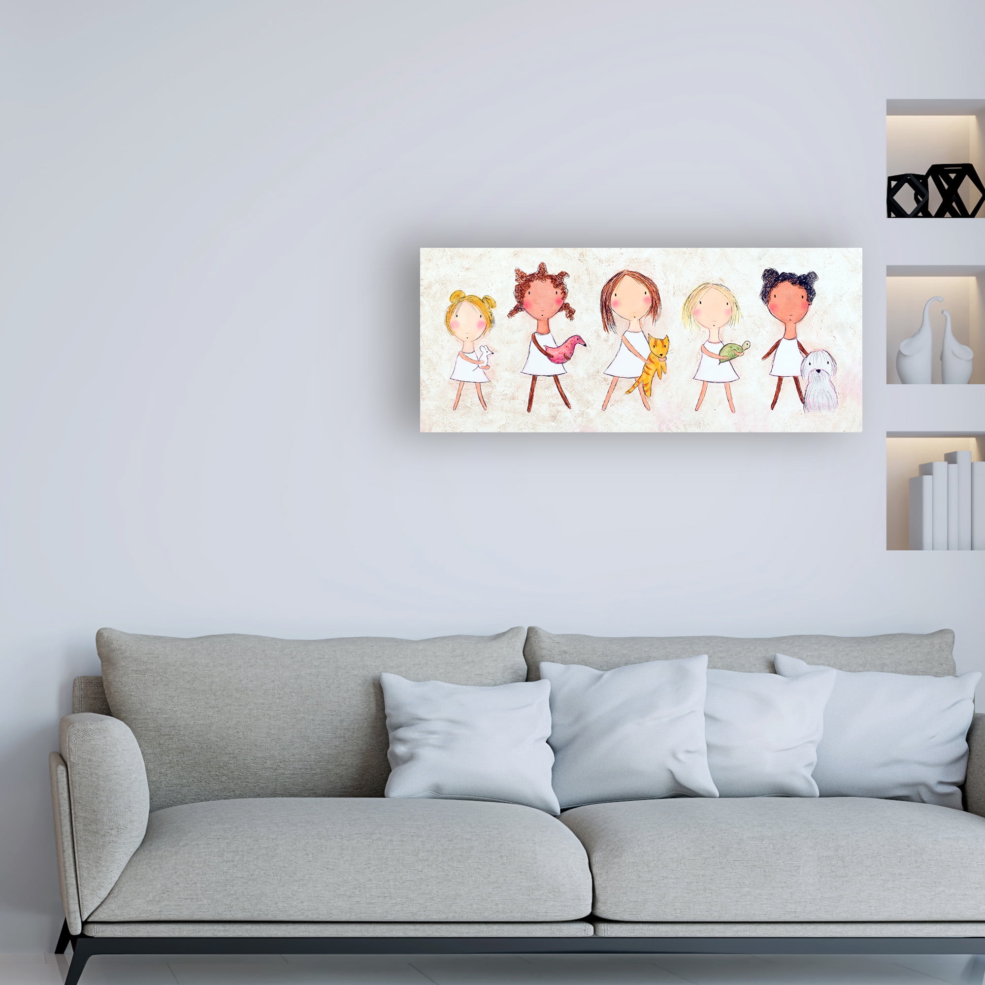 Trademark Fine Art 'Girls with Pets' Canvas Art by Carla Sonheim