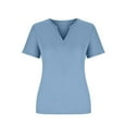 thumbnail image 4 of Timegard Womens Top Plus Size V Neck Ribbed Comfy Shirts Short Sleeve Top Solid Color Casual Tee, 4 of 6