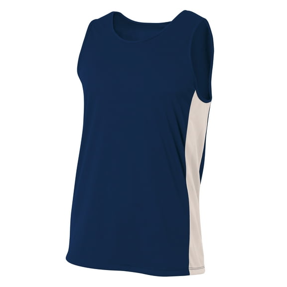 A4 N2009 Mens Pacer Singlet - Navy/White - M