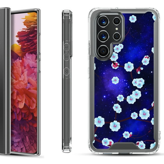 Shockproof Bumper Phone Case for Samsung Galaxy S22 Ultra 5G, by OneToughShield ® - Blossom Stars