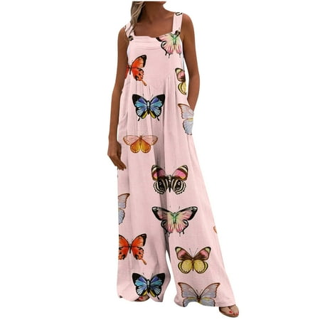 

Xihbxyly Jumpsuits for Women 2023 Summer Casual Maternity Overalls Boho Comfy Cotton Linen Jumpsuit Baggy Button Bib Loose Overalls Plus Size Pants Maxi Pockets Rompers Summer Clearance #2