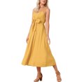 thumbnail image 4 of INSPIRE CHIC Women's 2024 Summer Boho Maxi Dress Casual Sleeveless Spaghetti Strap Tied Waist Flowy Long Maxi Dress XS Yellow, 4 of 5