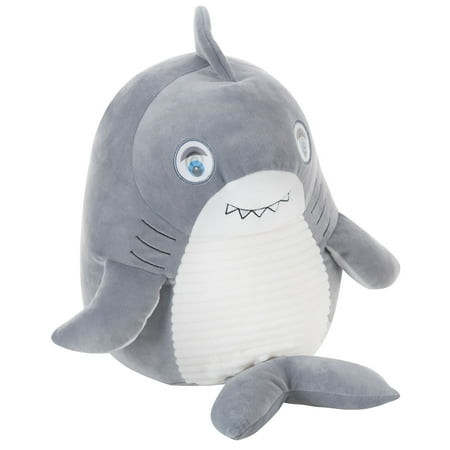 Round Flip Eye Plush, Shark, Gray