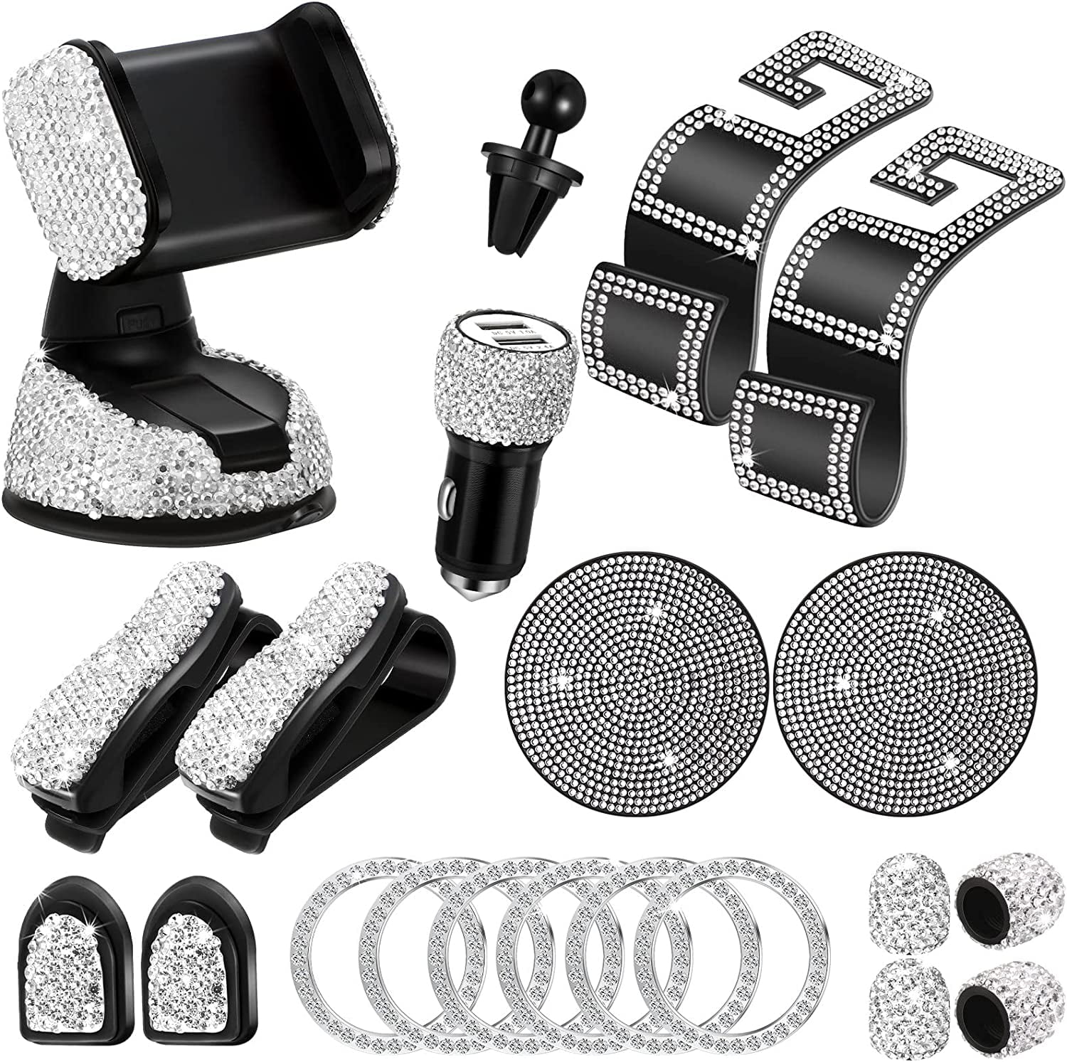 2 Sets Auto Parts Bejeweled Kit Car Decoration Accessory Mount Phone Rack  Bling for Accessories 