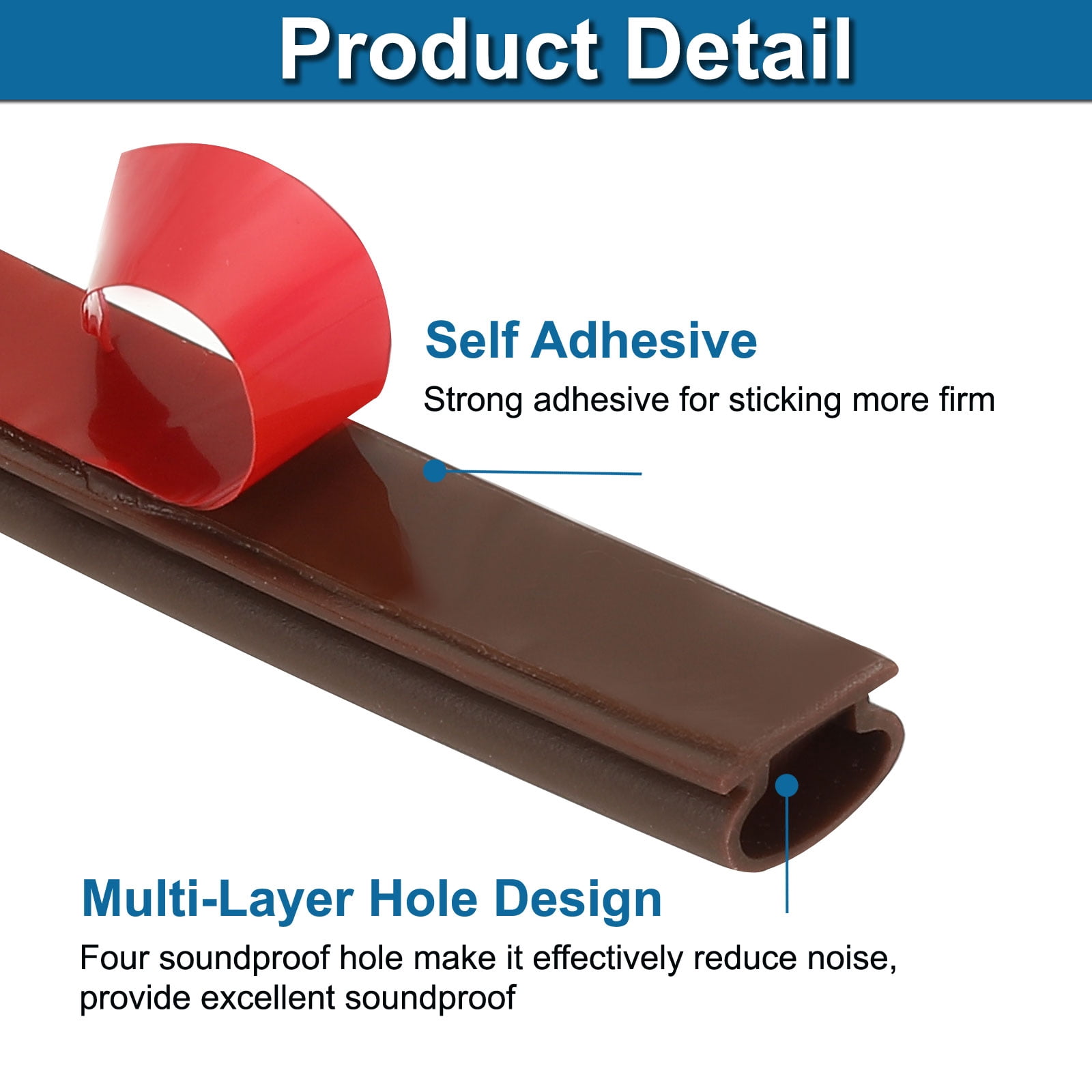 Uxcell 19.6 Ft D Shape Rubber Weather Stripping Door Seal Strip,  Brown/Red