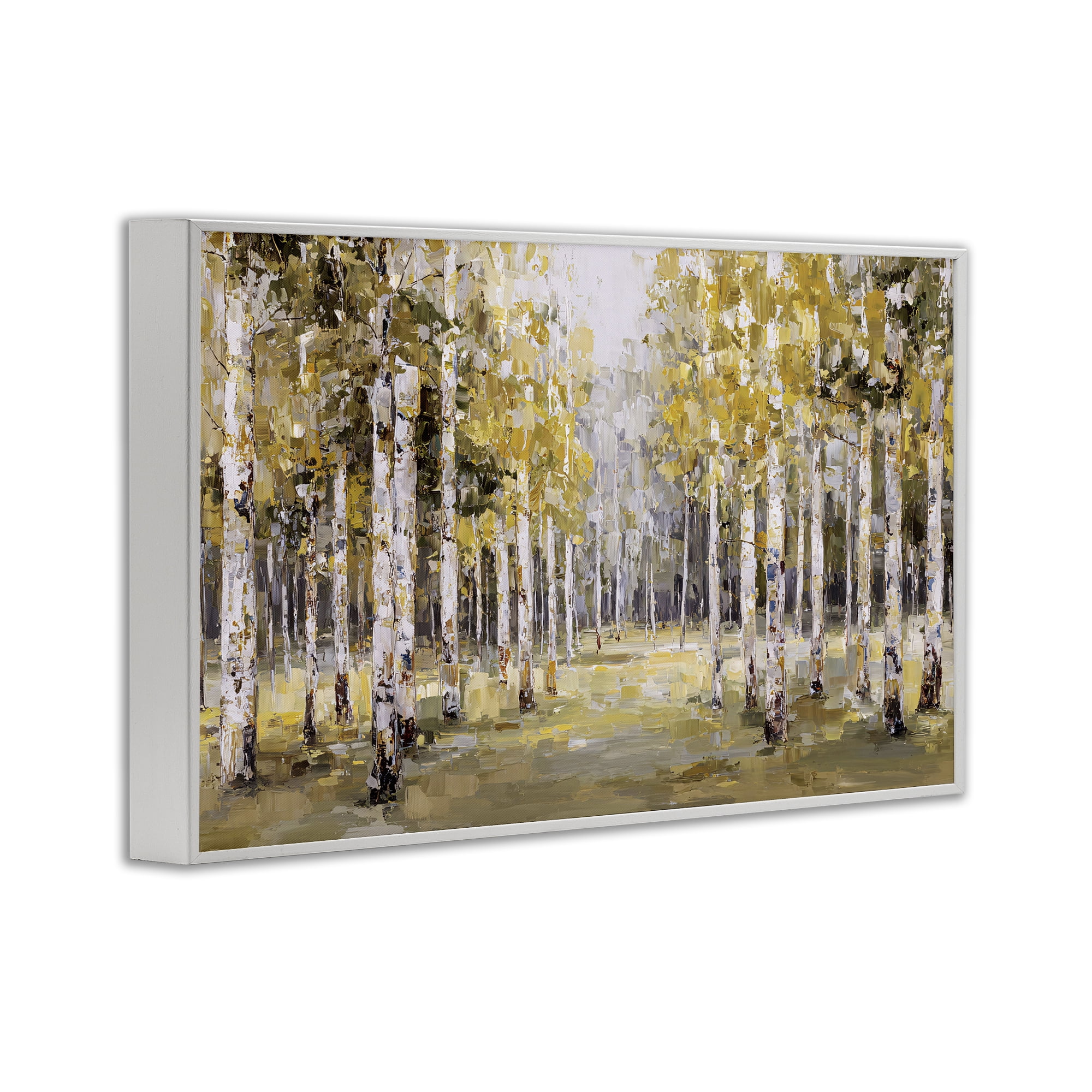 Stupell Industries Impressionist Birch Trees & Fall Leaves White Framed Giclee Art, design by Jacky Ngan