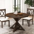 thumbnail image 4 of Roundhill Furniture Windvale 5-Piece Dining Set, Cross-Buck Round Table with 4 Stylish Chairs, Espresso, 4 of 12