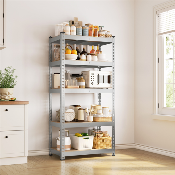 Fullfurnique 59″ Height 5 Tier Metal Boltless Storage Shelf with