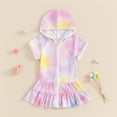 thumbnail image 4 of Little Girls Swim Coverup Kids Rainbow Swimsuit Coverup Zip Up Beach Bathing Suit Hooded Bathrobe Beach Dress Size 5-6T, 4 of 7