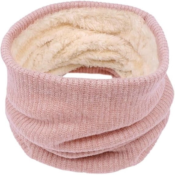 Scarf Winter Double-Layer Neck Warmer Knit Fleece Lined Circle Loop Scarves Gifts